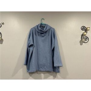 Eskandar Blue Cashmere Cowlneck Long Sleeve Sweater Size 1